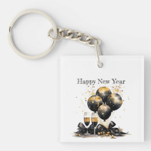 🍾🎉 Glamourous New Year's Eve Party Plates 🥂✨ Key Ring