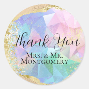 Glamourous Opal Gemstone with Gold Classic Round Sticker