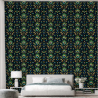 Glamourous Peacock Feather Art Deco Wallpaper
