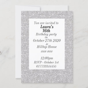 Glamourous personalised birthday party invitations