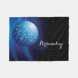 Glamourous Personalised Blue Disco Ball Fleece Blanket
