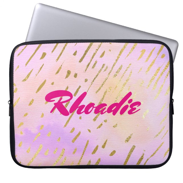 Glamourous Pink and Gold Laptop Sleeve (Front)