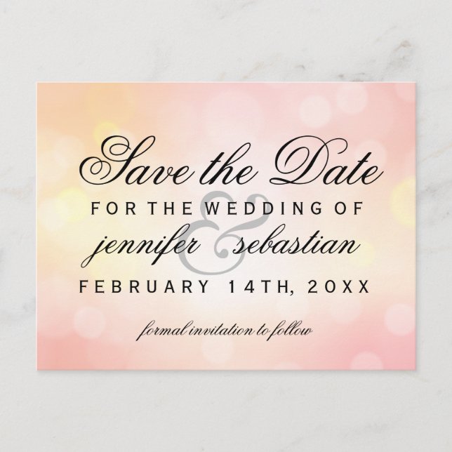 Glamourous Pink CHIC  Bokeh Light  Wedding Postcard (Front)