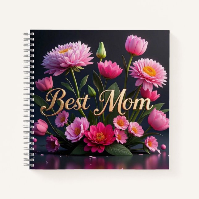 Glamourous Pink Flowers For Mum Notebook (Front)