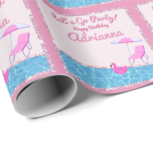 Glamourous Pink Glitter Beach Party Wrapping Paper (Roll Corner)