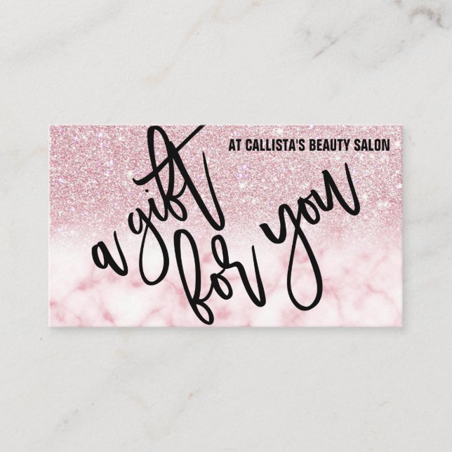 Glamourous Pink Glitter Marble Gift Certificate (Front)