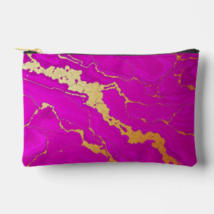 Glamourous Pink & Gold Marble Accessory Pouch