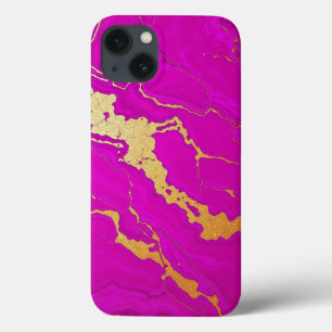 Glamourous Pink & Gold Marble iPhone 13 Case