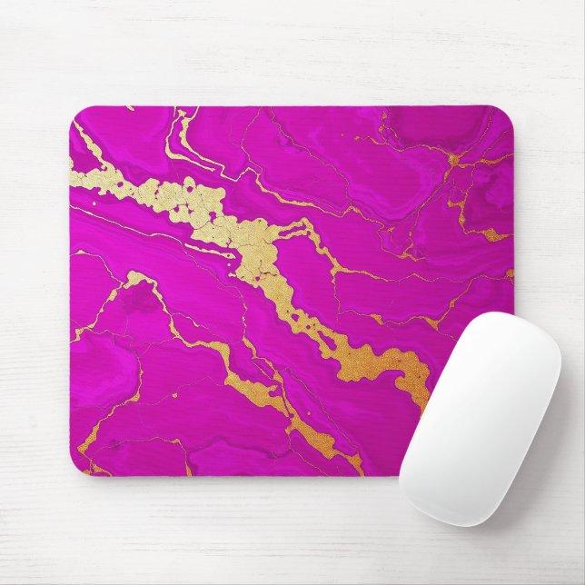 Glamourous Pink & Gold Marble Mouse Pad (With Mouse)