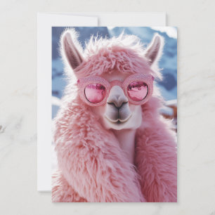 Glamourous Pink Llama - Winter Fashion Icon Invitation