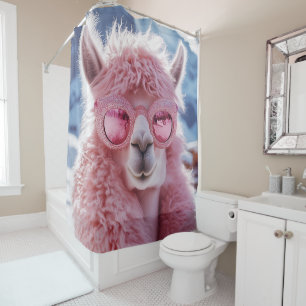 Glamourous Pink Llama - Winter Fashion Icon Shower Curtain
