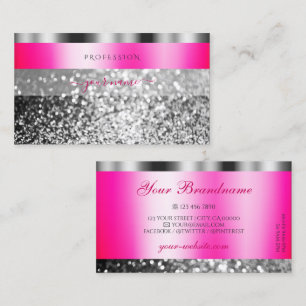 Glamourous Pink Silver Sparkling Glitter Shimmery Business Card