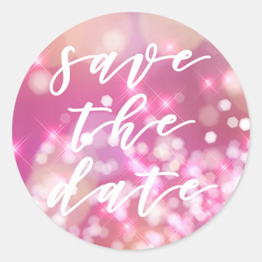 Glamourous Pink Sparkle | Save the Date Stickers