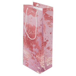 Glamourous Pink Sparkly Metallic Foil Wine Gift Bag
