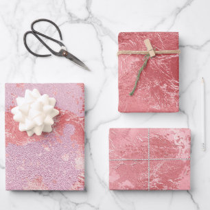Glamourous Pink Sparkly Metallic Foil Wrapping Paper Sheet