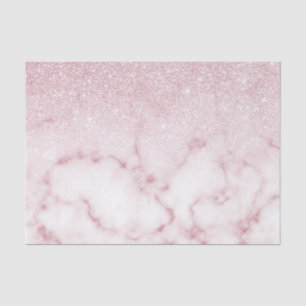 Glamourous Pink White Glitter Marble Gradient Ombr Tissue Paper