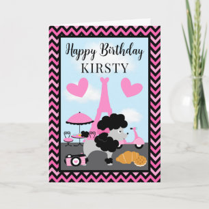 Glamourous Poodle Dog in Paris Kids Birthday Card