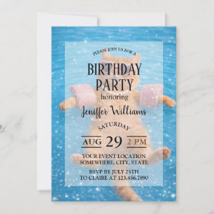 Glamourous Poolside Cat Floating In Style Invitation