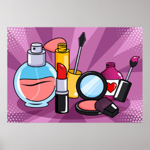 Glamourous Pop Art Makeup\Cosmetics Collection Poster