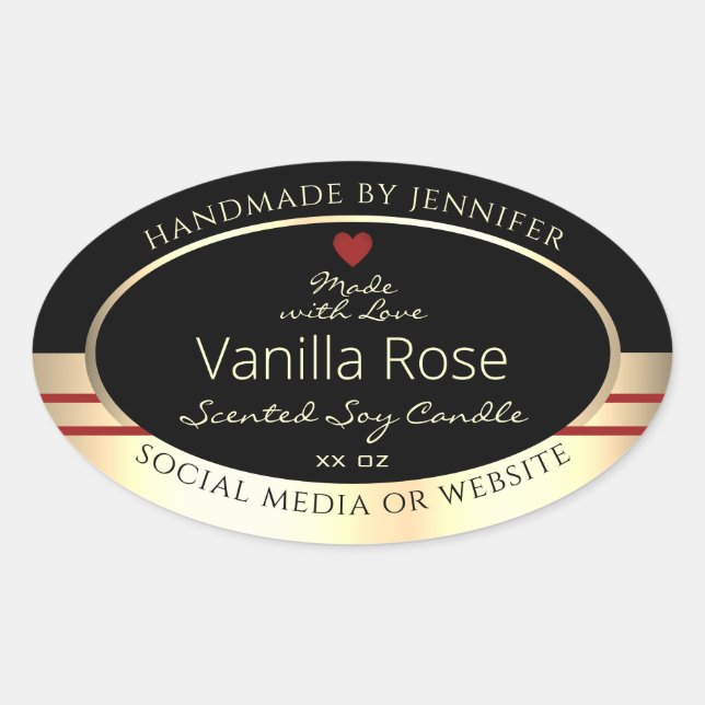 Glamourous Product Packaging Labels Black and Gold (Front)