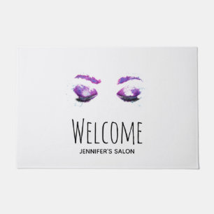 Glamourous Purple Eyes & Brows Watercolor Doormat