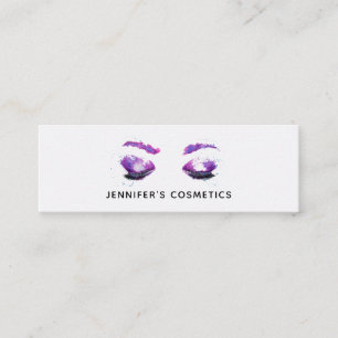 Glamourous Purple Eyes & Brows Watercolor Mini Business Card