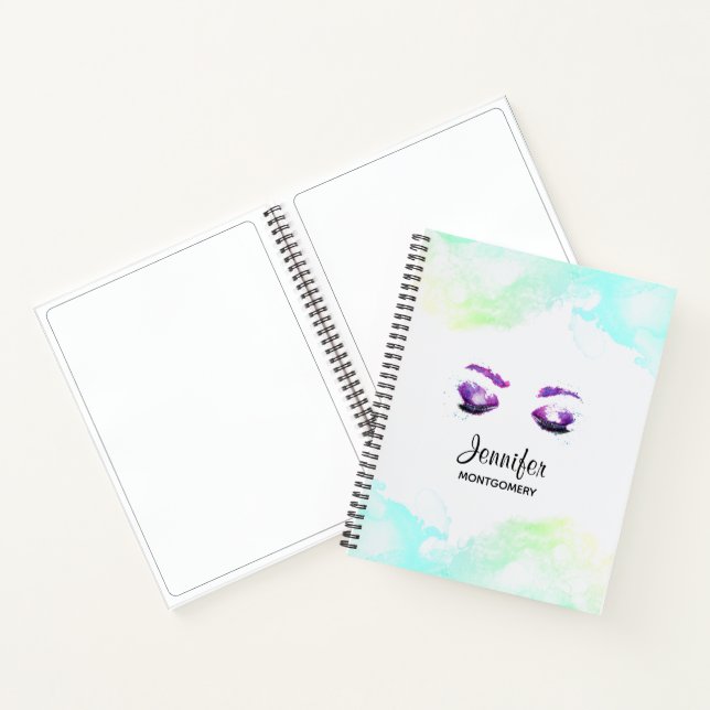 Glamourous Purple Eyes & Brows Watercolor Notebook (Inside)