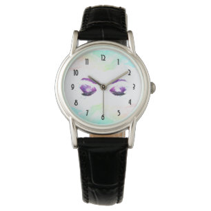 Glamourous Purple Eyes & Brows Watercolor Watch