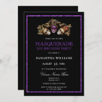 Glamourous Purple Glitter  Masquerade 21st Birthda