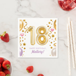 Glamourous Purple & Gold 18th Birthday Party Napkin