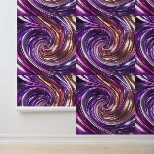 Glamourous Purple Gold Disco Swirl Peel and Stick Wallpaper