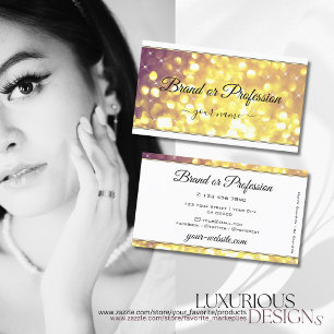 Glamourous Purple Gold Glitter Sparkle Stars White Business Card