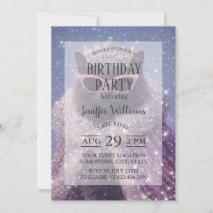 Glamourous Queen Cat Sparkling Fantasy Portrait    Invitation