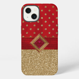 Glamourous Red and Gold Glittery iPhone 13 Case