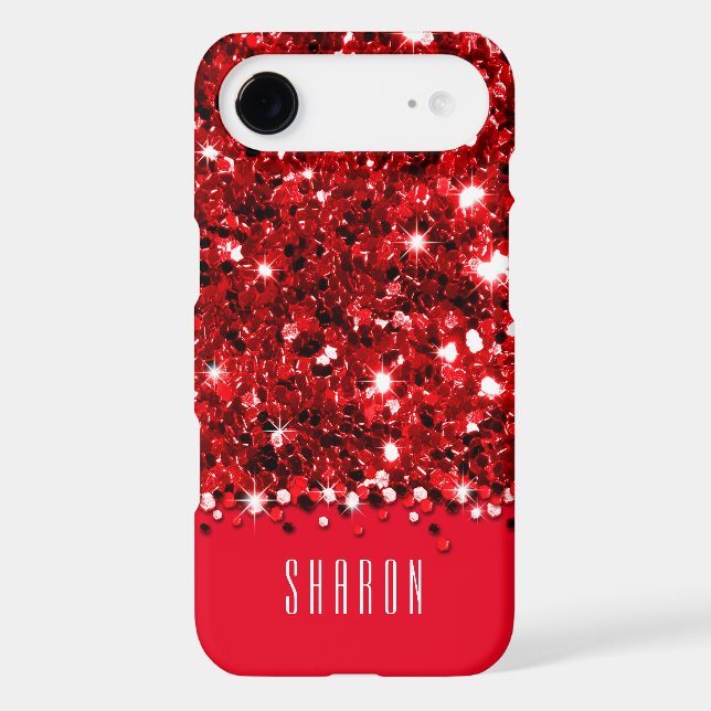 Glamourous Red Sparkly Glitter Confetti Case (Back)