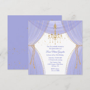 Glamourous Regency Blue and Gold Quinceañera  Invitation