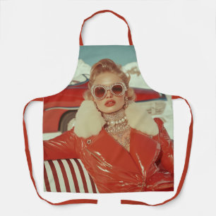 Glamourous Retro Winter Style in Alpine Setting Apron