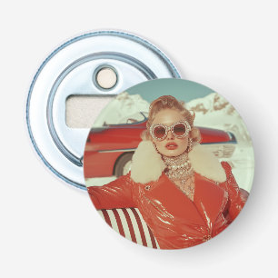 Glamourous Retro Winter Style in Alpine Setting Bottle Opener