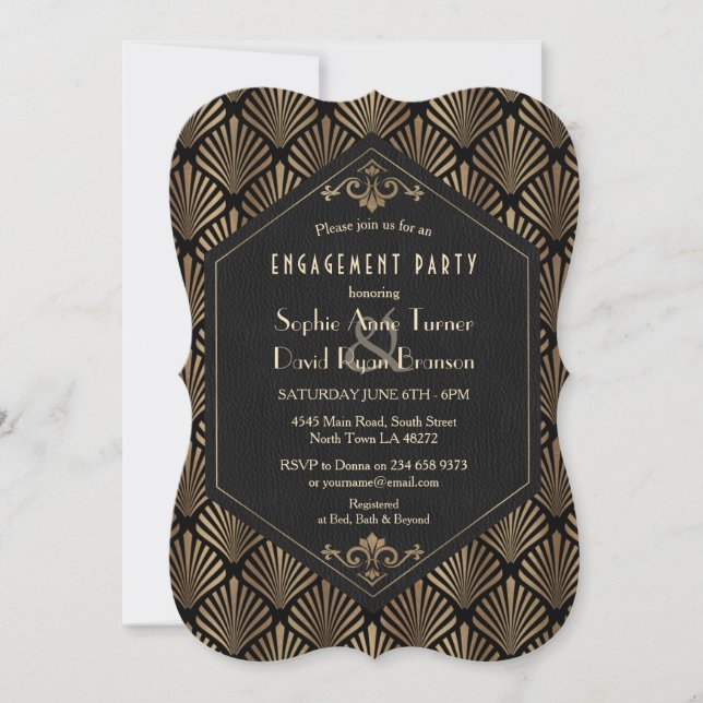 Glamourous Roaring 20's Great Gatsby Engagement Invitation (Front)
