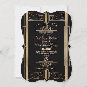 Glamourous Roaring 20's Great Gatsby Wedding Invit Invitation