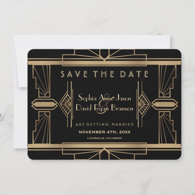 Glamourous Roaring 20's Great Save The Date (Front)