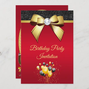 Glamourous, Romantic  Elegance Birthday Party Invitation