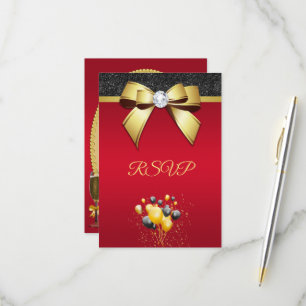 Glamourous, Romantic Elegance Birthday Party RSVP Card