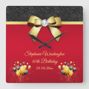 Glamourous, Romantic Elegance Birthday Party Square Wall Clock