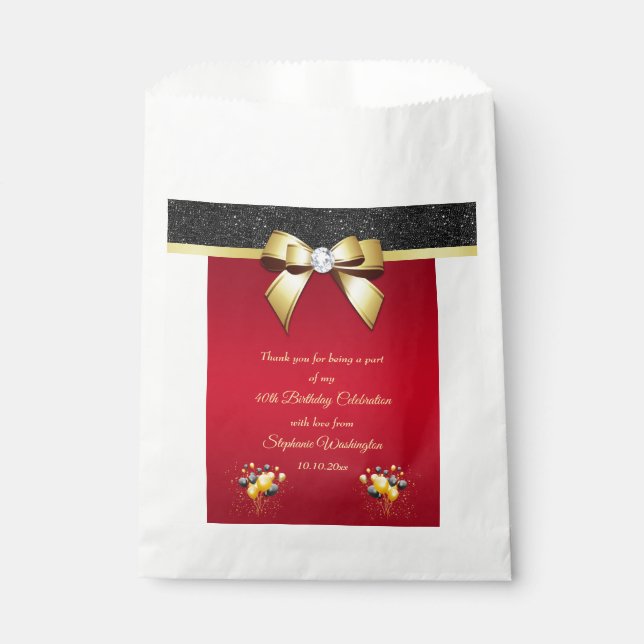 Glamourous, Romantic Elegance Birthday Thank You Favour Bag (Front)