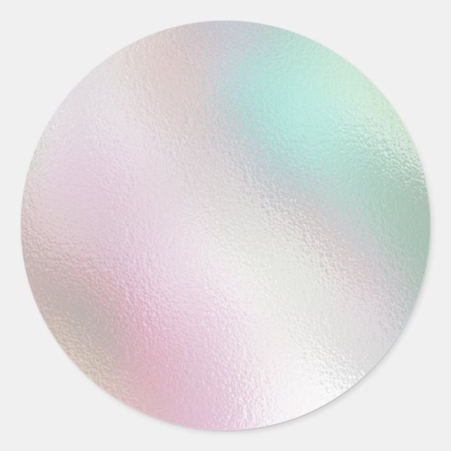 Glamourous Romantic iridescent  pearl holographic  Classic Round Sticker (Front)
