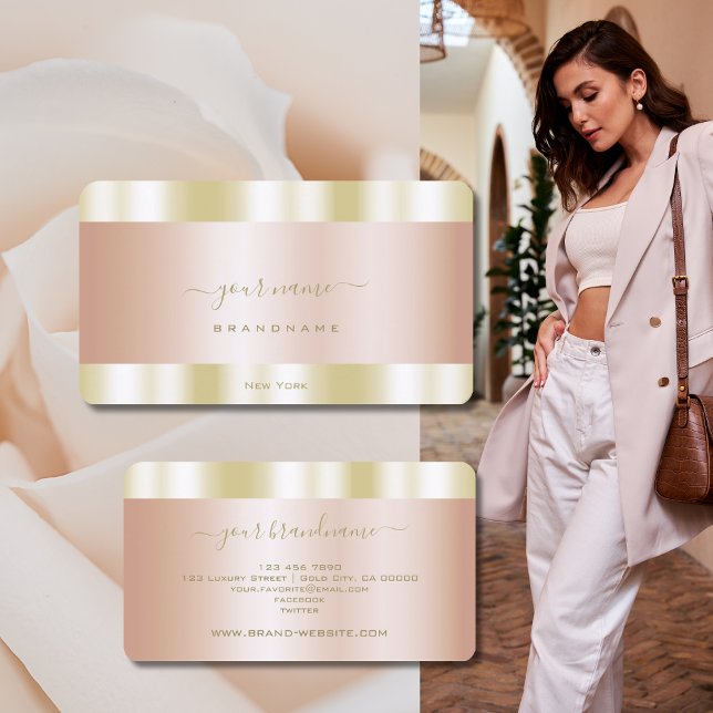 Glamourous Rose Gold and Gold Colours Professional Business Card (Creator Uploaded)