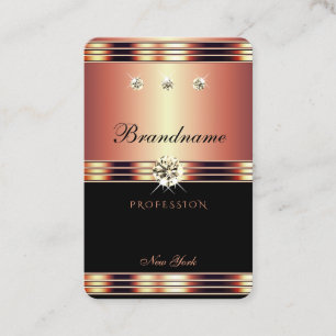 Glamourous Rose Gold Black with Sparkling Diamonds Business Card