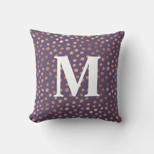 Glamourous Rose Gold Foil and Lavender Art Dots Cushion