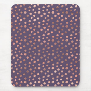Glamourous Rose Gold Foil and Lavender Art Dots Mouse Pad